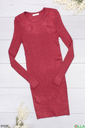 Жіноча бордова трикотажна сукня-міді