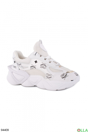 Women's white and beige sneakers