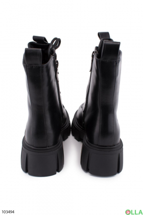 Женские черные ботинки из экокожи