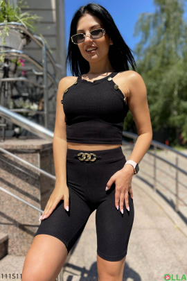Women's black top and shorts set