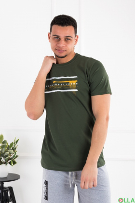 Men's khaki printed T-shirt