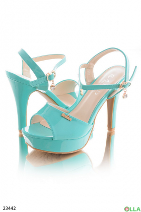 Turquoise heeled sandals