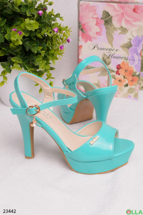 Turquoise heeled sandals
