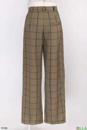 Women's khaki plaid trousers
