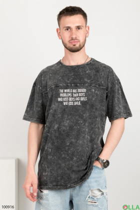 Чоловіча сіра футболка з написом