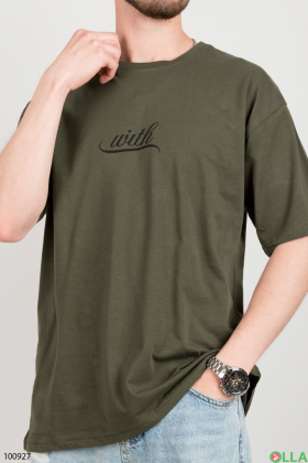 Чоловіча футболка кольору хакі з написом