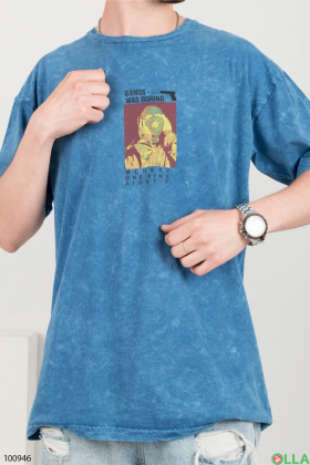 Чоловіча синя футболка з малюнком