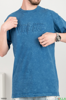 Чоловіча синя футболка з написом