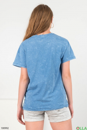 Женская синяя футболка с рисунком
