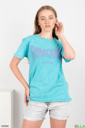 Жіноча блакитна футболка з написом