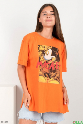 Жіноча оранжева футболка з малюнком