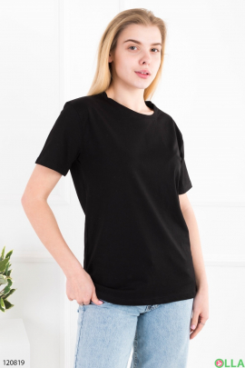 Женская черная футболка оверсайз