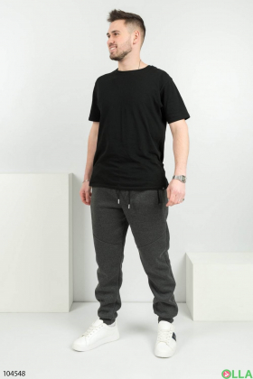 Чоловічі темно-сірі спортивні штани на флісі