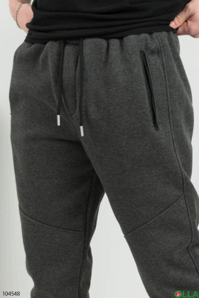 Чоловічі темно-сірі спортивні штани на флісі
