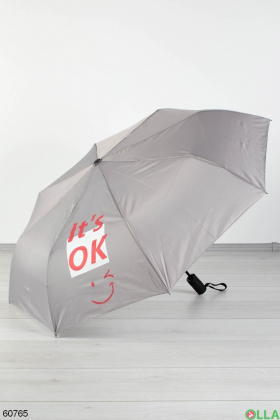 Жіноча сіра парасолька з написом