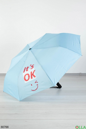 Жіноча блакитна парасолька з написом
