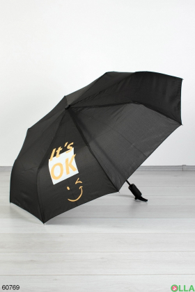 Женский черный зонт с надписью