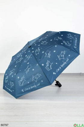 Жіноча синя парасолька з малюнком