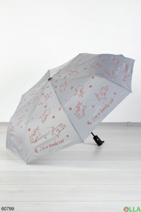Женский Серый зонт с рисунком