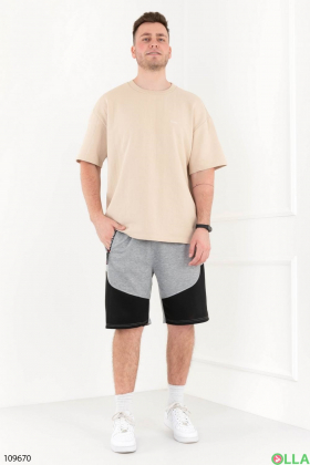 Men's gray jogging shorts with slogan