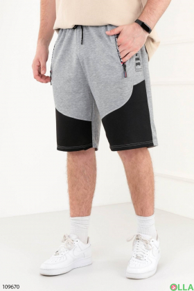 Men's gray jogging shorts with slogan