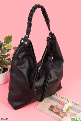 Женская черная сумка из экокожи