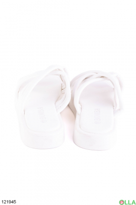 Women's white eco-leather slippers