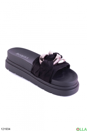 Women's black eco-suede slippers