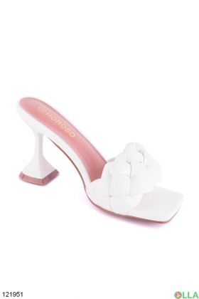 Women's white heeled slides