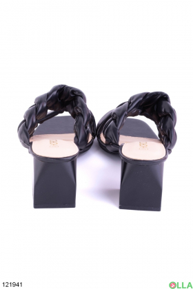 Women's black heeled slides
