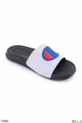 Men's white flip flops with logo