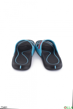 Men's black and blue printed flip flops