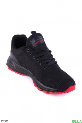 Men's black and red lace-up sneakers