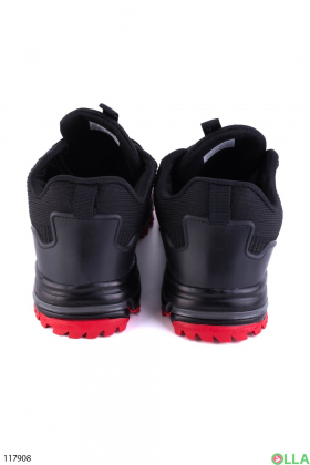 Мужские черно-красные кроссовки на шнуровке