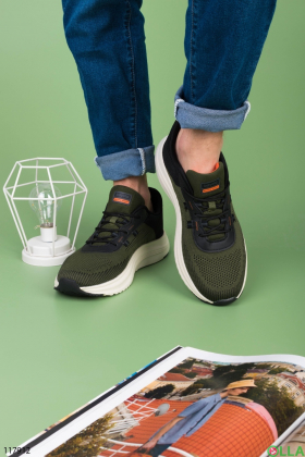 Men's green lace-up sneakers