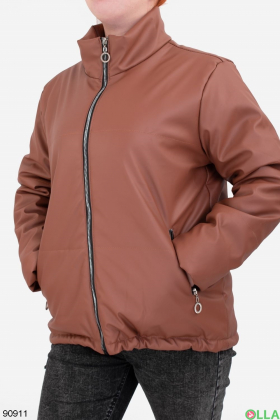 Жіноча коричнева куртка з еко-шкіри