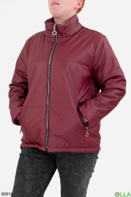 Женская бордовая куртка из эко-кожи
