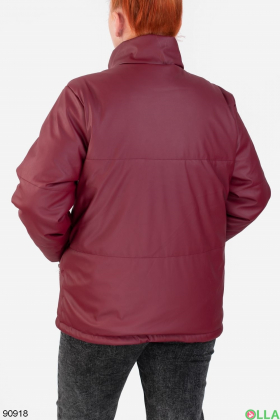 Женская бордовая куртка из эко-кожи