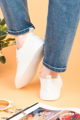 Women's white eco-leather sneakers
