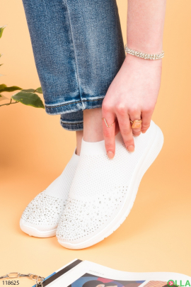Жіночі білі кросівки з текстилю