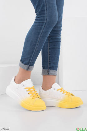 Женские бело-желтые кроссовки