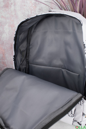 Сірий рюкзак з принтом
