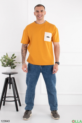 Мужская темно-желтая футболка оверсайз