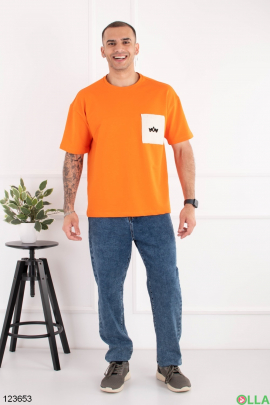 Мужская оранжевая футболка оверсайз