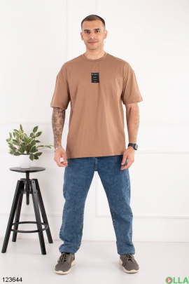 Мужская коричневая футболка оверсайз