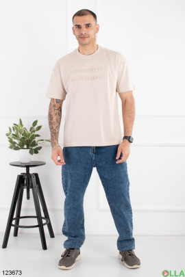 Men's light beige oversized T-shirt