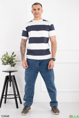 Men's blue and white striped oversized T-shirt