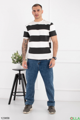Men's black and white striped oversized T-shirt