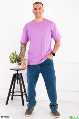 Мужская фиолетовая футболка оверсайз