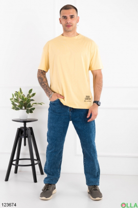 Мужская желтая футболка оверсайз